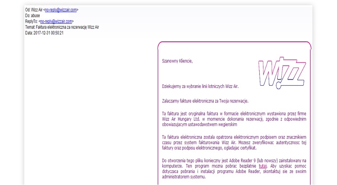 Uwaga Na Wiadomości Podszywające Się Pod Wizzair Oszuści Wysyłają